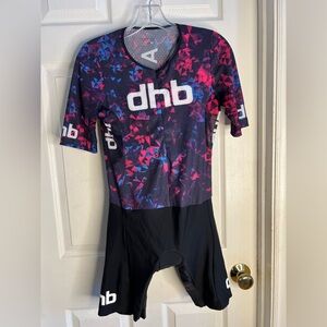 dhb short sleeve Tri Suit Men’s Small Pockets Zip Up Pink Purple Blue